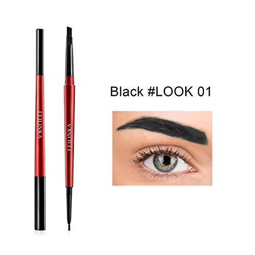 Onlyoily Lápiz de cejas -herramienta de maquillaje de maquillaje retráctil automático de lápiz de cejas(01-Negro)