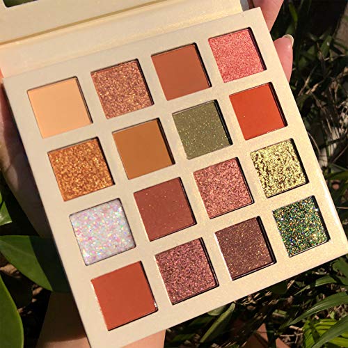 ONLYOIYL Paleta De Sombras De Ojos Profesionales - Paleta Maquillaje - Altamente Pigmentados 16 Colores Brillantes y Mate + Tres pinceles de sombra de ojos (01)