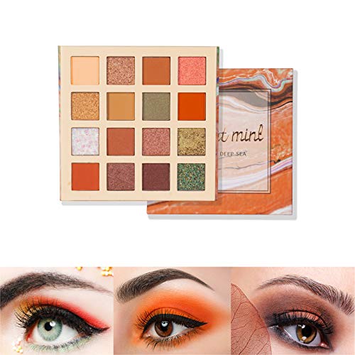 ONLYOIYL Paleta De Sombras De Ojos Profesionales - Paleta Maquillaje - Altamente Pigmentados 16 Colores Brillantes y Mate + Tres pinceles de sombra de ojos (01)