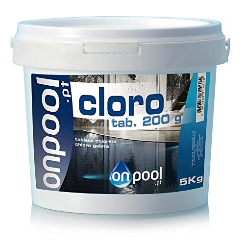 Onpool - Cloro Tabletas 200 g 5 Kg para Piscina - para Uso como desinfectante en la Piscina - disolución Lenta y Resistente a los Rayos UV