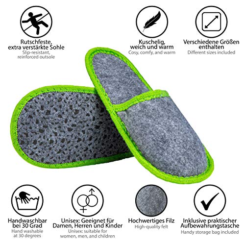 ONVAYA Zapatillas de huéspedes antideslizantes | conjunto de 6 | Zapatilla de fieltro | Inicio gris-verde Home