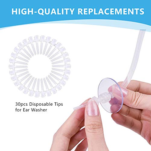 OOCOME - Juego de 10 puntas de repuesto desechables, para quitar cera de oído, puntas de repuesto desechables, consejos de limpieza desechables para sistema de botellas de lavadora, 10 unidades