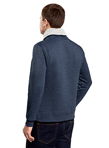 oodji Ultra Hombre Suéter Estampado con Cuello Alto, Azul, ES 50 / M