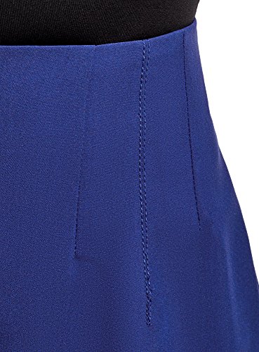 oodji Ultra Mujer Falda con Cremallera y Acabado de Encaje, Azul, ES 42 / L