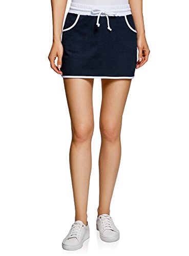 oodji Ultra Mujer Falda de Punto con Cintura Elástica, Turquesa, ES 36 / XS