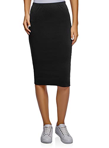 oodji Ultra Mujer Falda Lápiz de Punto, Negro, ES 36 / XS