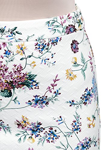 oodji Ultra Mujer Falda-Lapiz de Tejido Texturizado, Blanco, ES 36 / XS