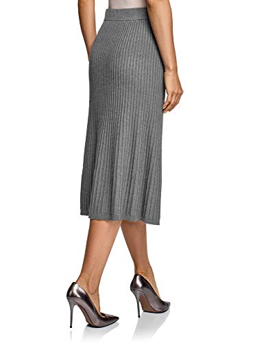 oodji Ultra Mujer Falda Larga de Punto, Gris, ES 42 / L