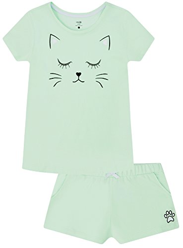 oodji Ultra Mujer Pijama de Algodón con Estampado, Verde, ES 36 / XS