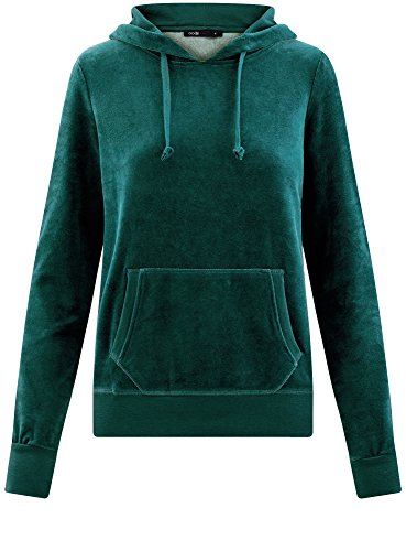 oodji Ultra Mujer Sudadera Básica con Bolsillo, Verde, ES 40 / M