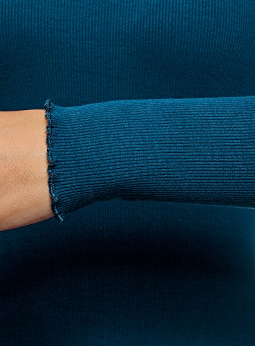 oodji Ultra Mujer Vestido de Punto con Cuello Mao, Azul, ES 34 / XXS