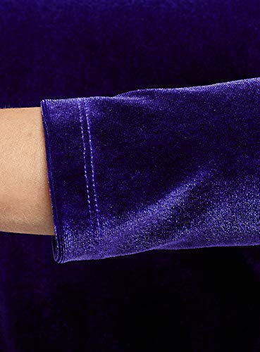 oodji Ultra Mujer Vestido de Terciopelo con Escote en V en la Espalda, Azul, ES 46 / XXL