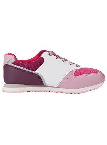 oodji Ultra Mujer Zapatillas Multicolores de Materiales Combinados, Rojo, 40 EU / 6.5 UK