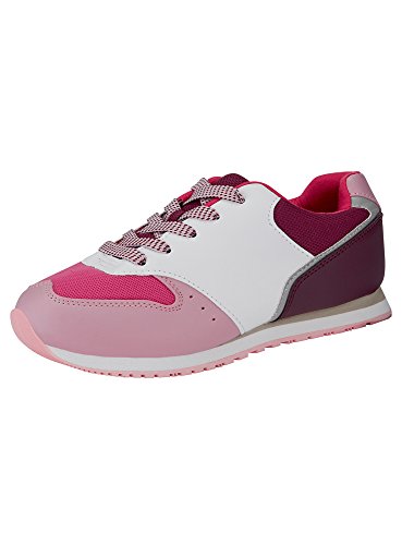 oodji Ultra Mujer Zapatillas Multicolores de Materiales Combinados, Rojo, 40 EU / 6.5 UK