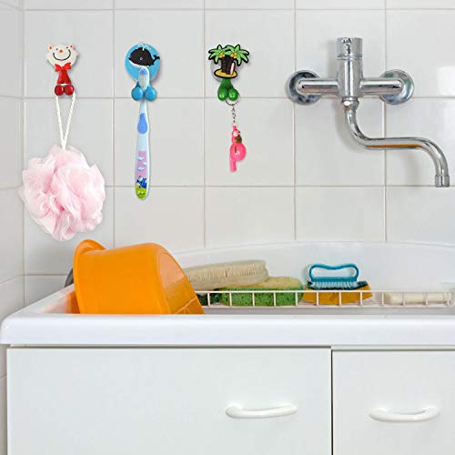 OOTSR 10 Piezas Divertido portacepillos de Dientes para niños, Lindo Titular de Cepillo de Dientes Animal con Ventosa para Ducha, baño, Dormitorio, Montaje en Pared Liso