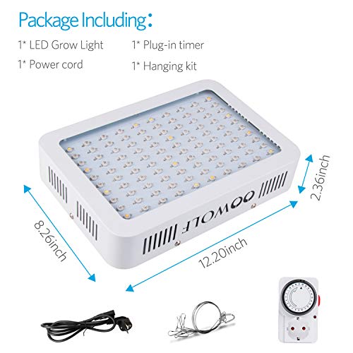 OOWOLF 1000W Lámpara de Planta, 100Led Lámpara De Crecimiento Con Temporizador De Tomacorriente Mecánica UV IR Full Spectrum Daisy Chain Cultivo Interior Para Jardín De Interior Greenhouse Hydroponics