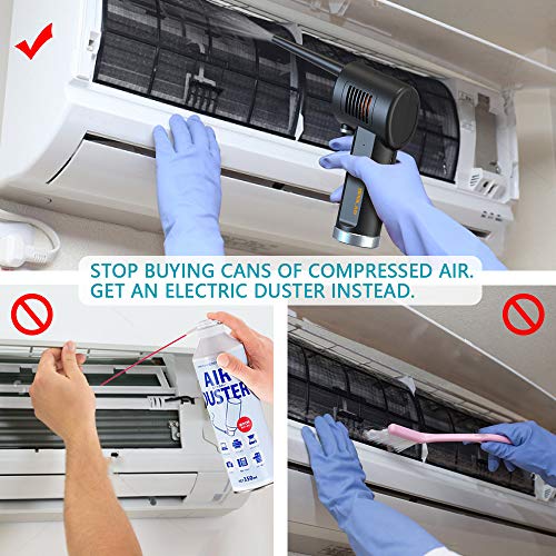 OPOLAR Soplador de Polvo Eléctrico, Plumero de Aire, Limpiador de Teclado Inalámbrico de Mano, Batería Recargable de 6000 mAh, Carga Rápida de 10W, para Computadora Portátil, Ordenador, Muebles, Sofá