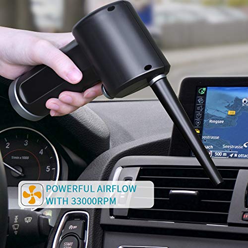 OPOLAR Soplador de Polvo Eléctrico, Plumero de Aire, Limpiador de Teclado Inalámbrico de Mano, Batería Recargable de 6000 mAh, Carga Rápida de 10W, para Computadora Portátil, Ordenador, Muebles, Sofá