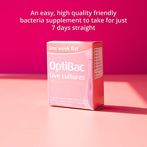 OptiBac One Week Flat | Suplemento Natural de 5 Mil Millones de Bacterias Buenas | Lactobacillus Casei | Suministro Para Un Mes | 28 Sobres