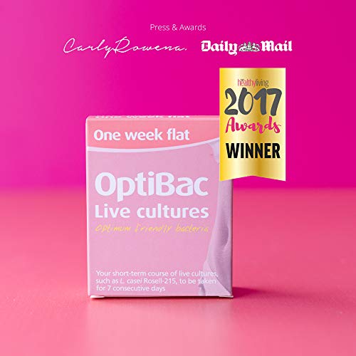OptiBac One Week Flat | Suplemento Natural de 5 Mil Millones de Bacterias Buenas | Lactobacillus Casei | Suministro Para Un Mes | 28 Sobres