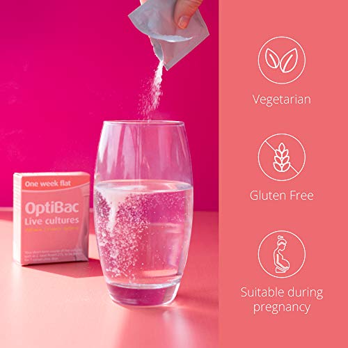 OptiBac One Week Flat | Suplemento Natural de 5 Mil Millones de Bacterias Buenas | Lactobacillus Casei | Suministro Para Un Mes | 28 Sobres