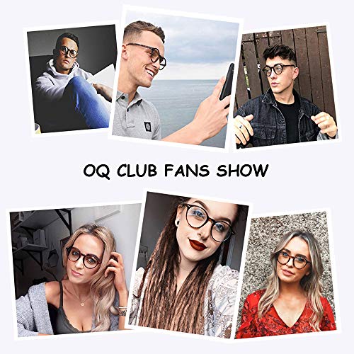 OQ CLUB Gafas de Lectura Anti-Deslumbramiento de Luz Azul Gafas de Ordenador Redondas Retro que Reducen la Fatiga Ocular Unisex (Transparente, 1.0)