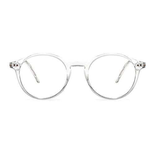 OQ CLUB Gafas de Lectura Anti-Deslumbramiento de Luz Azul Gafas de Ordenador Redondas Retro que Reducen la Fatiga Ocular Unisex (Transparente, 1.0)