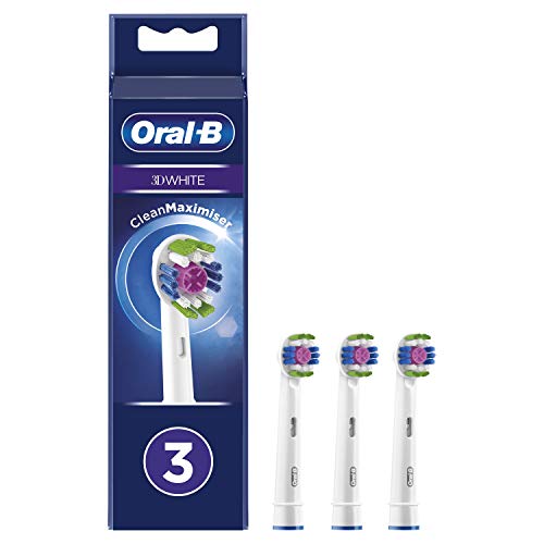 Oral-B 3D White Cabezales de recambio para cepillo eléctrico con tecnología CleanMaximiser, paquete de 3 unidades
