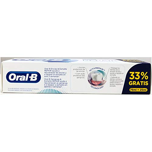 Oral-B Encías & Esmalte Repair Blanqueante, Pasta Dentífrica 75ml + 25ml