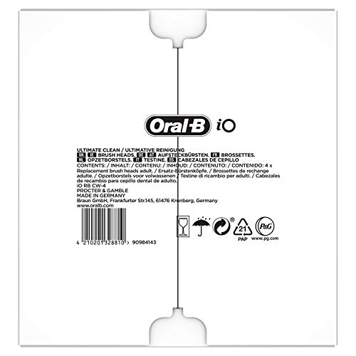 Oral B iO Ultimate Clean Cabezales de Recambio, Tamaño de Buzón, Pack de 4