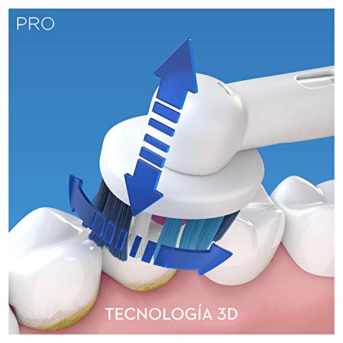 Oral-B Pro 750 CrossAction Cepillo eléctrico recargable, 1 mango rosa, 1 cabezal recambio, funda de viaje de plástico, color blanca
