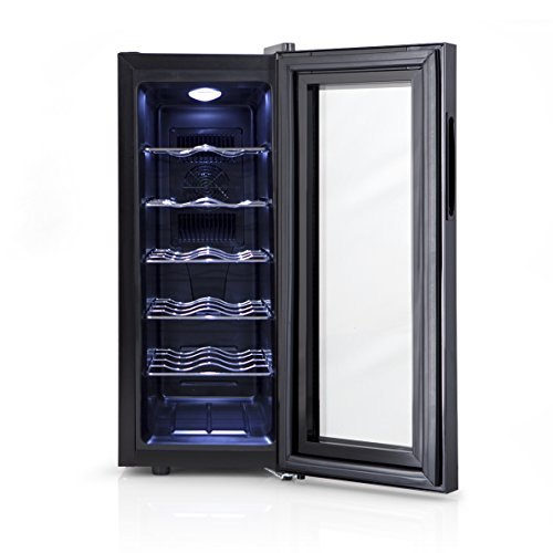 Orbegozo VT 1210, Vinoteca 12 Botellas, 70 W, Led, Display Digital, Panel de Control Táctil, 5 Estantes Extraíbles Cromados, 35 l, Negro