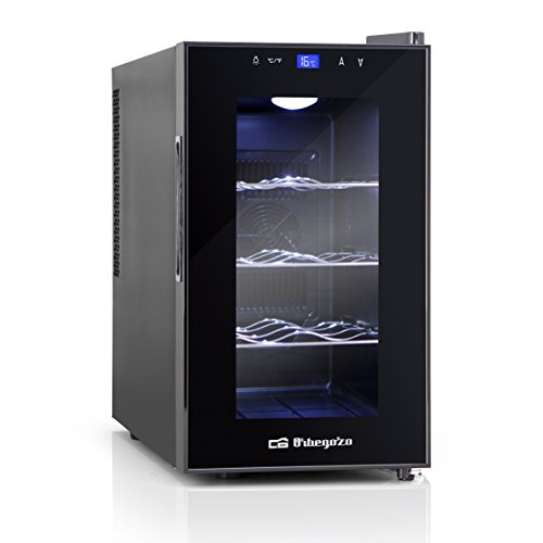 Orbegozo VT 810 – Vinoteca 8 botellas, 25 litros de capacidad, temperatura regulable, panel táctl, display digital, luz LED, 70 W