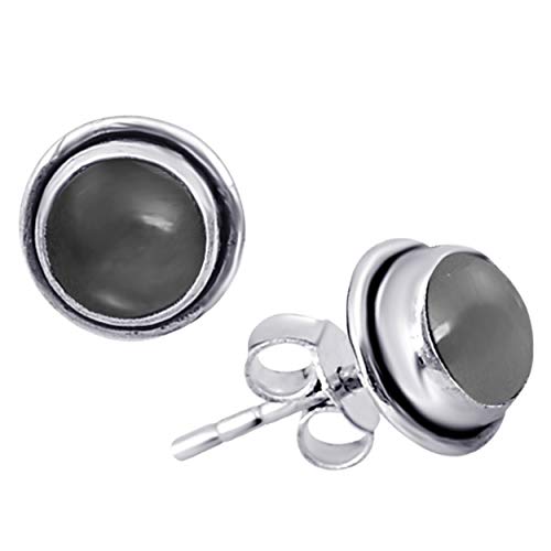 Orchid Jewelry 2.75 Ctw Redonda Gris Piedra De Luna Bisel | Pendiente De Plata De Ley 925 | Hermoso Y Sencillo Regalo De Compromiso Sin Níquel Para Mujeres