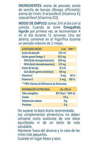 Ordesa Omegakids Liquido - 100 ml - El Omega-3 para tus hijos, 4ml al día.