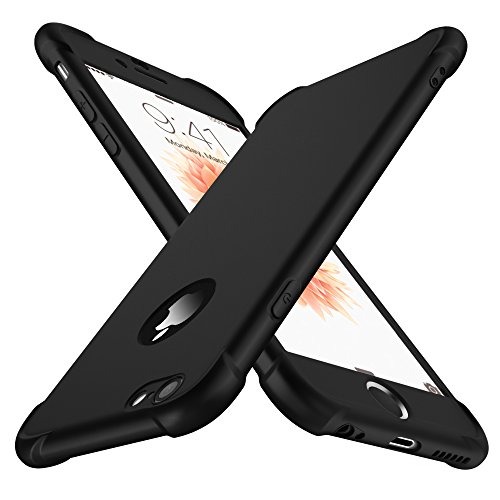 ORETECH Funda iPhone 6/6s, con [2X Protector de Pantalla de Vidrio Templado 360 Carcasa iPhone 6/6s Case Cover Silicona Ligera Delgado PC TPU Bumper Rubber Caso para iPhone 6 / 6s 4.7'' Negro
