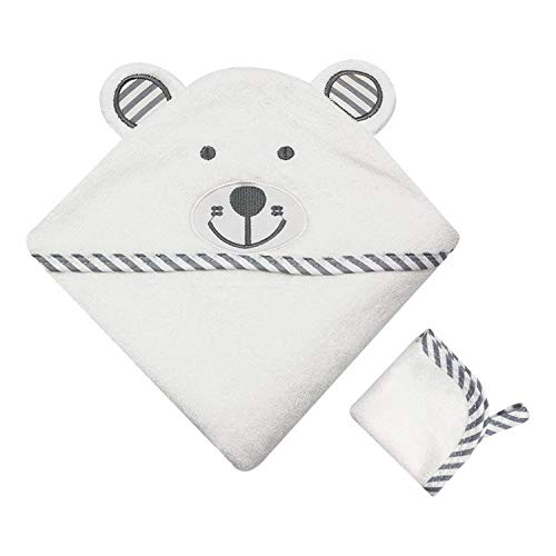 Organic Soft Hooded Baby Towel ( Includes Washcloth) | 100% Bamboo, Hypoallergenic | Newborn and Toddler | Large 90cm by 90cm | Birthday Gift and Gift Registry for Boys and Girls