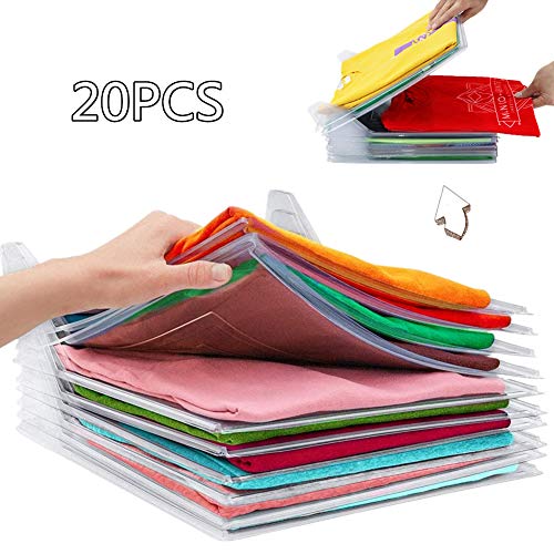 Organizador de Armarios Ropa - Camiseta Carpeta, Tamaño Normal, 20-Pack (Transparente)