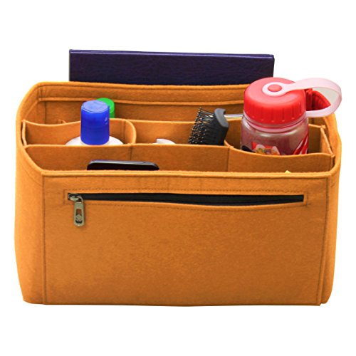 Organizador de bolsas de fieltro (compartimentos medios), inserto de bolso, maquillaje cosmético, marrón claro (Marrón) - FELT-C-02-COFFEE