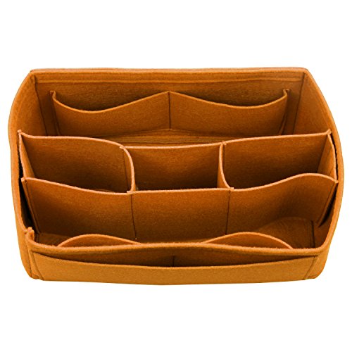 Organizador de bolsas de fieltro (compartimentos medios), inserto de bolso, maquillaje cosmético, marrón claro (Marrón) - FELT-C-02-COFFEE