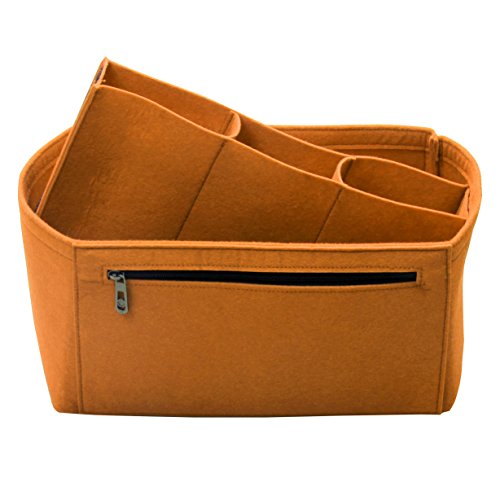 Organizador de bolsas de fieltro (compartimentos medios), inserto de bolso, maquillaje cosmético, marrón claro (Marrón) - FELT-C-02-COFFEE