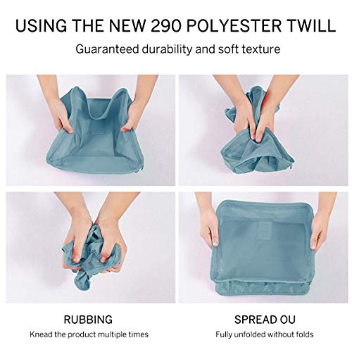 Organizador de Equipaje 7 en 1 Set Organizador de Maletas Impermeable Viaje con Bolsa de Zapato, Material Nylon-Meowoo(Lago Azul)