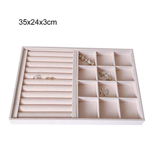 Organizador De Joyas Color Beige Con Cuentas De Terciopelo Joyería Anillo De La Tela Escocesa De Clip Bandeja De Almacenamiento Collar De La Pulsera Del Anillo Del Pendiente Puntales De Visualización