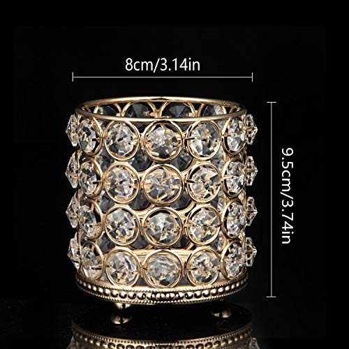 Organizador de Maquillaje, Jolintek Organizador de Brocha de Maquillaje, Portalápices Redondo Retro Cristal Organizador Maquillaje Organizador de Escritorio para Baño, Oficina y Hogar (Dorado)