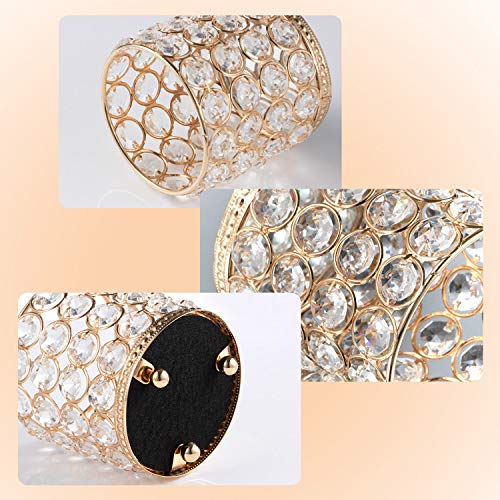 Organizador de Maquillaje, Jolintek Organizador de Brocha de Maquillaje, Portalápices Redondo Retro Cristal Organizador Maquillaje Organizador de Escritorio para Baño, Oficina y Hogar (Dorado)