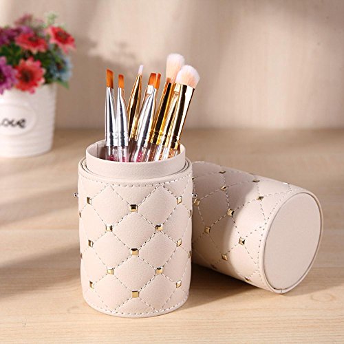 Organizador de Pinceles de Maquillaje, Everpert Copa de Cuero para Maquillaje con Remache y Hebilla