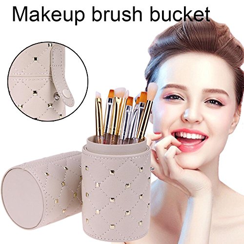 Organizador de Pinceles de Maquillaje, Everpert Copa de Cuero para Maquillaje con Remache y Hebilla