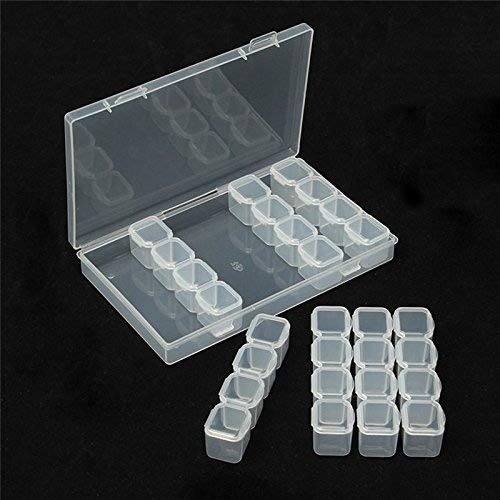 Organizador extraíble de plástico transparente, Nail Art Rhinestone 28-Grid Jewelry Diamonds Earrings Beads Collar Caja de almacenamiento vitrina