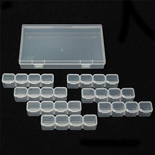 Organizador extraíble de plástico transparente, Nail Art Rhinestone 28-Grid Jewelry Diamonds Earrings Beads Collar Caja de almacenamiento vitrina