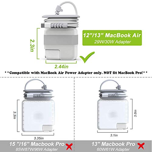Organizador Viaje para MacBook Air Cable de Carga, Portátil de Cable de Viaje para MacBook Air Adaptador, Compatible con Magsafe 30W 29W, Protectora Cargador Accesorios Mac 12 13 Pulgada (Dorado)